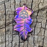 Luna Ignis Hand Forged Unique Triquetra Oak Leaf Amulet Pendant