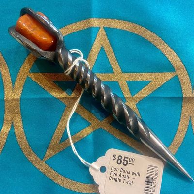 Iron Burin with Fire Agate - Single Twist