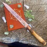 Copper and Cherry Large Athame With Triple Moon Pentacle