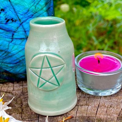 Luna Ignis Ceramic  Small Witch Bottle Green For Earth
