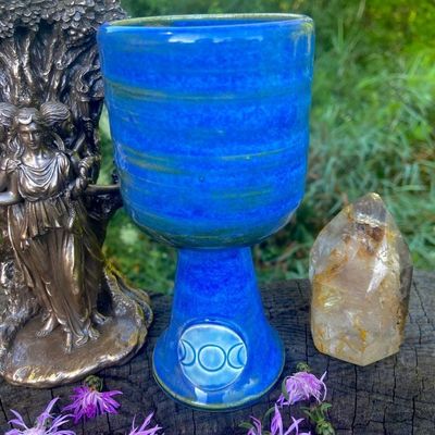Luna Ignis Ceramic Chalice Sky Blue Triple Moon