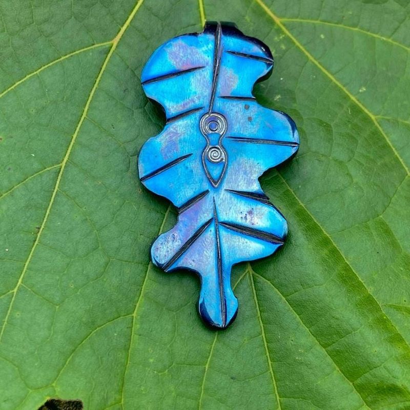 Luna Ignis Hand Forged Unique Spiral Goddess Oak Leaf Amulet Pendant