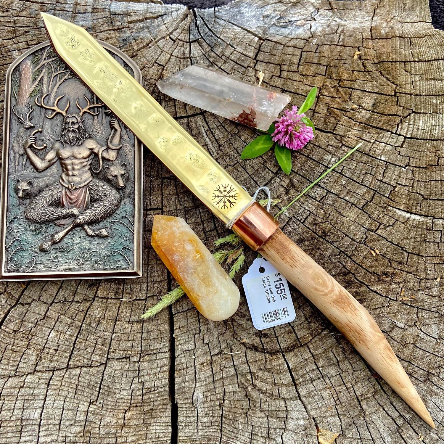 Brass and Oak Large Athame
