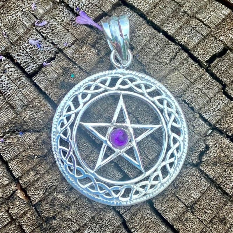 Sterling Silver Celtic Pentacle Pendant With Amethyst
