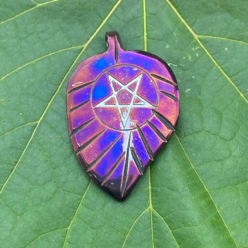 Luna Ignis Hand Forged Unique Reverse Pentagram Leaf Amulet Pendant