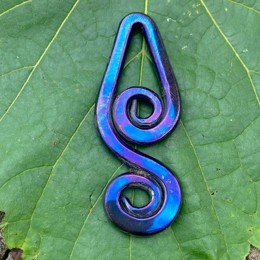 Luna Ignis Colorized Polished Iron Celtic Double Spiral Amulet Pendant