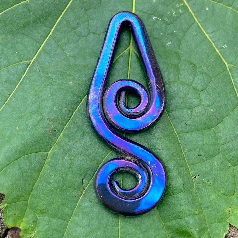Luna Ignis Colorized Polished Iron Celtic Double Spiral Amulet Pendant