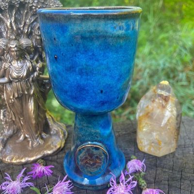 Luna Ignis Ceramic Chalice Dark Blue Waves