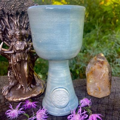 Luna Ignis Ceramic Chalice Light Blue Waves