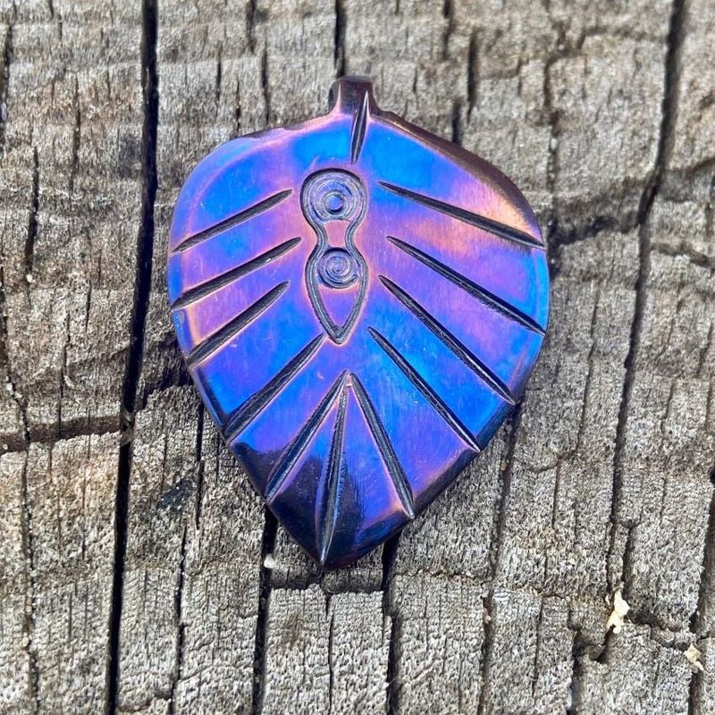 Luna Ignis Hand Forged Unique Spiral Goddess Leaf Amulet Pendant