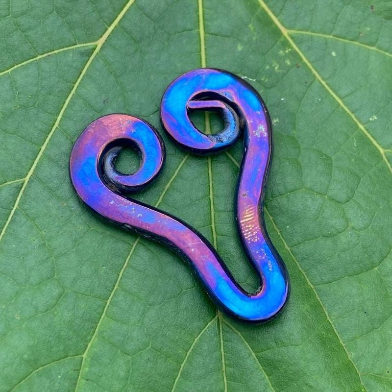 Luna Ignis Colorized Polished Iron Celtic Heart Amulet Pendant