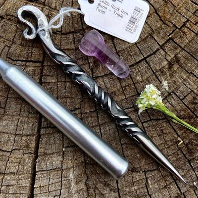 Celtic Hook Iron Burin or Candle Scribe with Triple Twist
