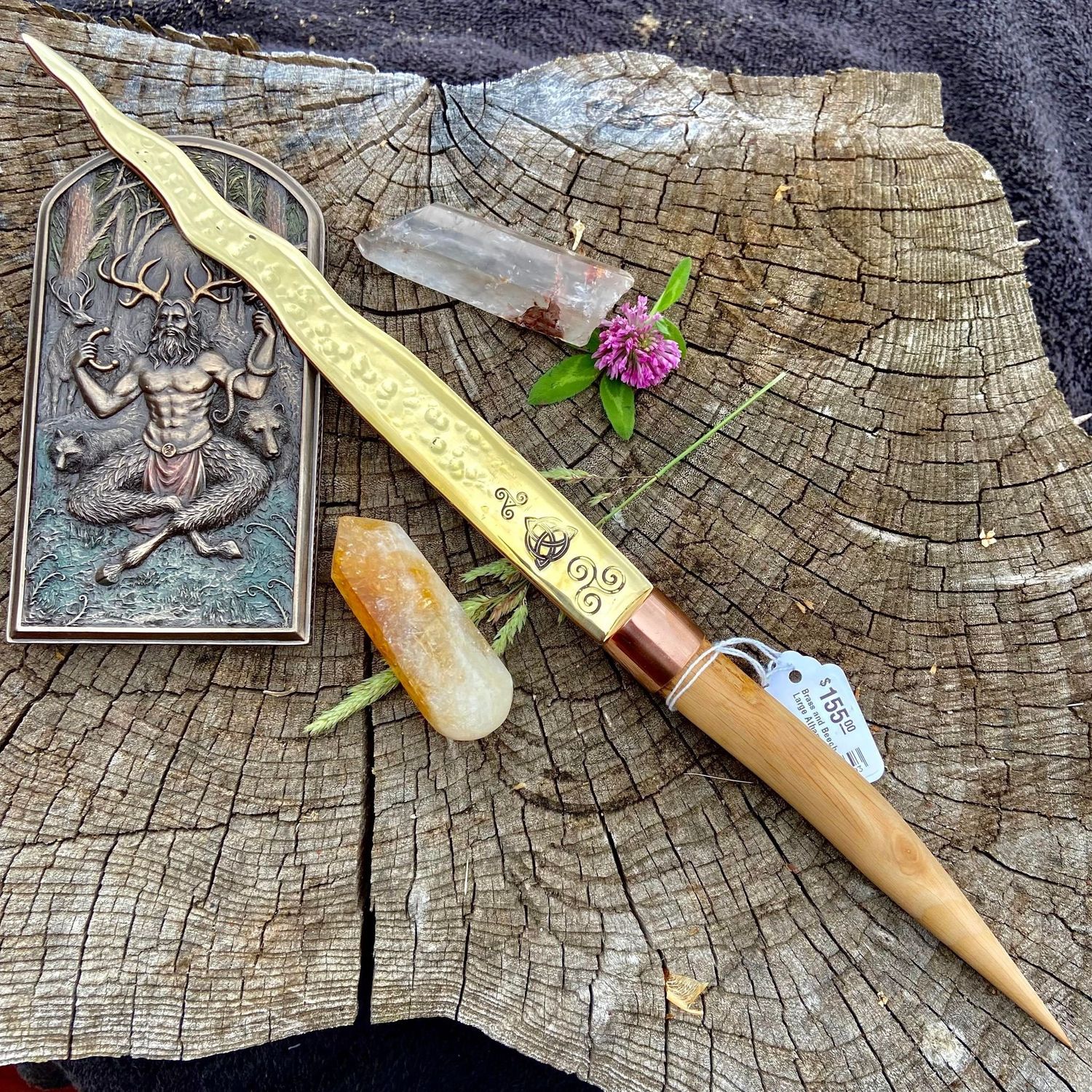 Brass and Beech Large Athame