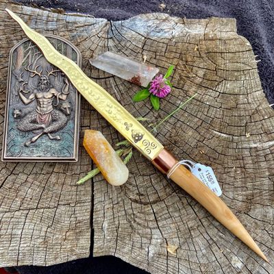 Brass and Beech Large Athame