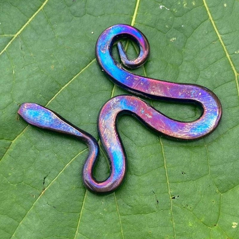 Luna Ignis Colorized Polished Iron Serpent Amulet Pendant