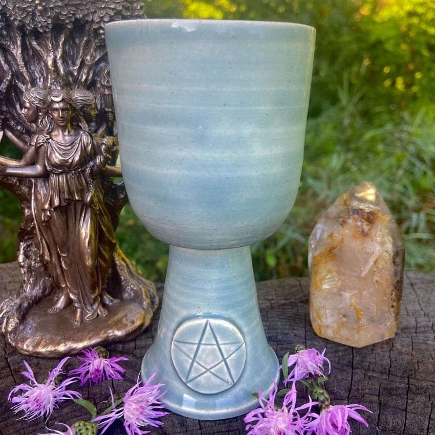 Luna Ignis Ceramic Chalice Light Blue Pentacle
