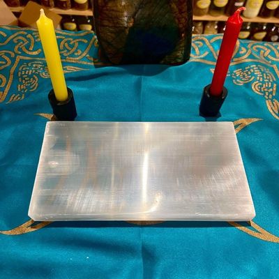 Selenite Charging Plate and Incense Burner 8in x 4in