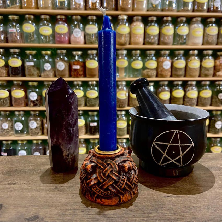 Blue Household Size Spell Candle