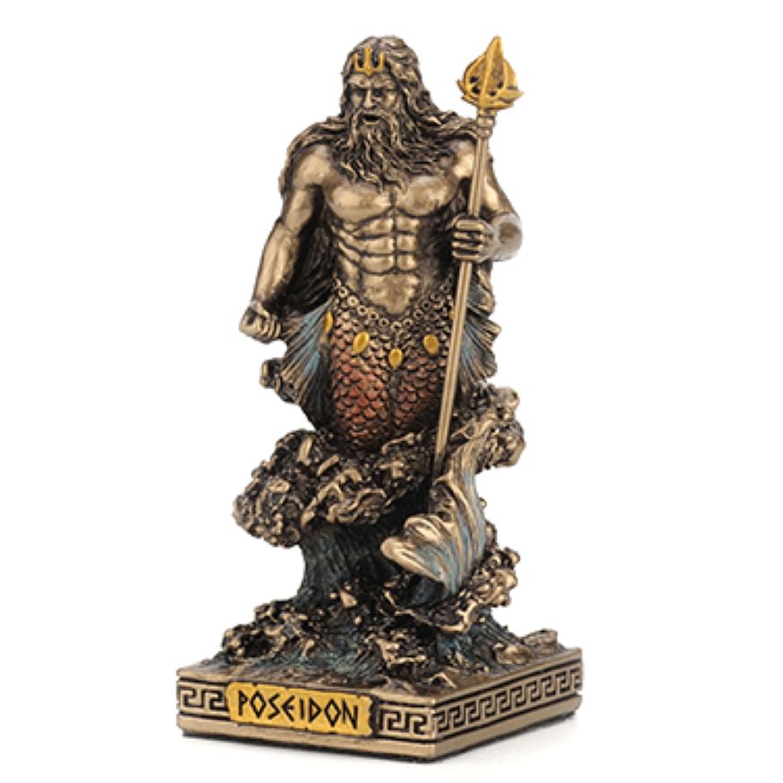 Greek Mini Statue - Poseidon (Bronze)