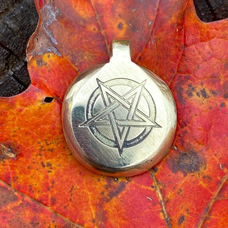 Luna Ignis Hand Crafted Brass Averse Pentagram Amulet pendant