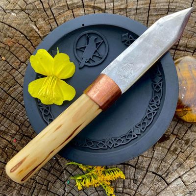 Cunning Craft Iron Athame Triquetra with Elder Handle