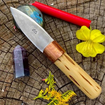 Cunning Craft Runic Iron Athame with Elder Handle - Berkano
