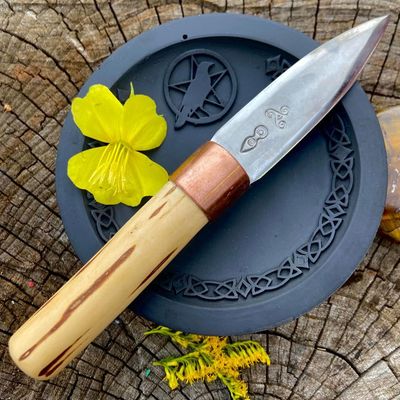 Cunning Craft Iron Athame Spiral Goddess with Elder Handle