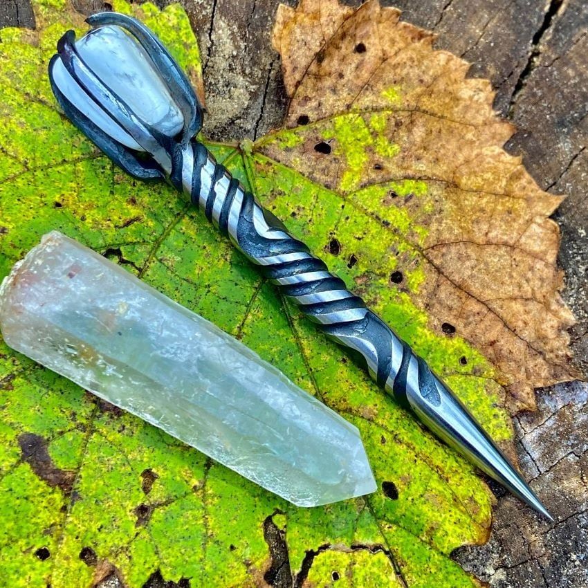 Iron Burin with Howlite - Triple Twist