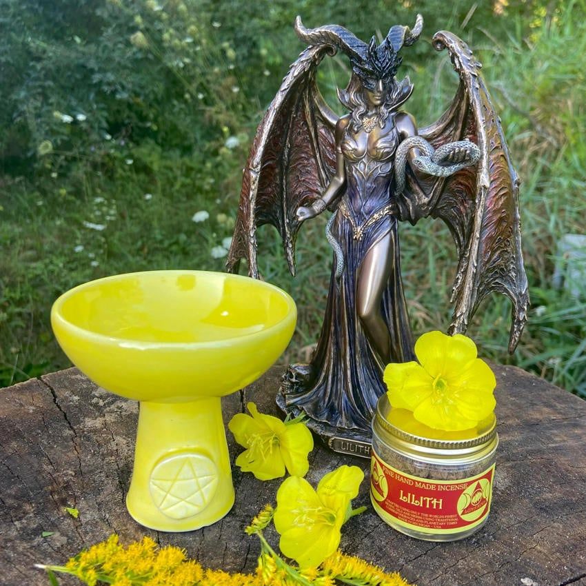 Luna Ignis Ceramic Incense Burner Yellow Pentacle