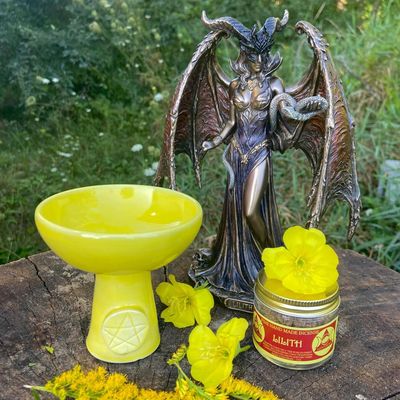 Luna Ignis Ceramic Incense Burner Yellow Pentacle