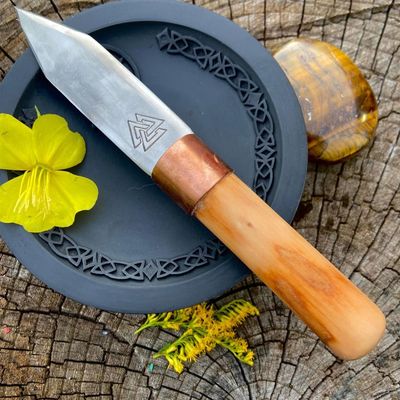 Cunning Craft Iron Athame Valknut with Apple Handle