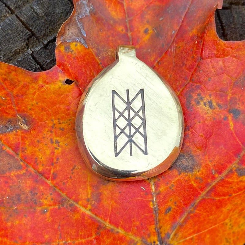 Luna Ignis Hand Crafted Brass Web Of Wyrd Amulet pendant