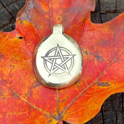 Luna Ignis Hand Crafted Brass Pentacle Amulet pendant