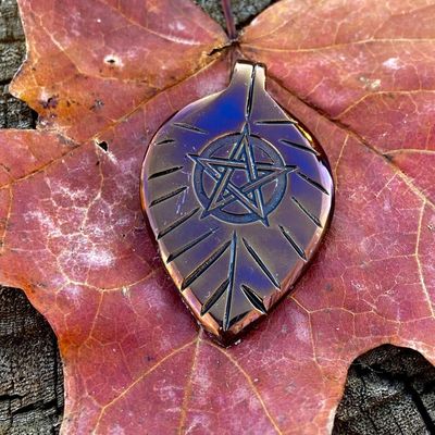 Luna Ignis Hand Forged Unique Pentacle Leaf Pendant