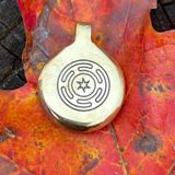 Luna Ignis Hand Crafted Brass Hecate&#39;s Wheel Amulet pendant