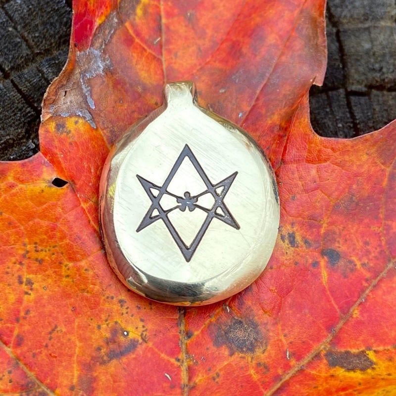 Luna Ignis Hand Crafted Brass Unicursal Hexagram Amulet pendant