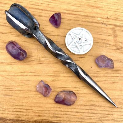 Iron Burin with Blue Quartz - Triple Twist