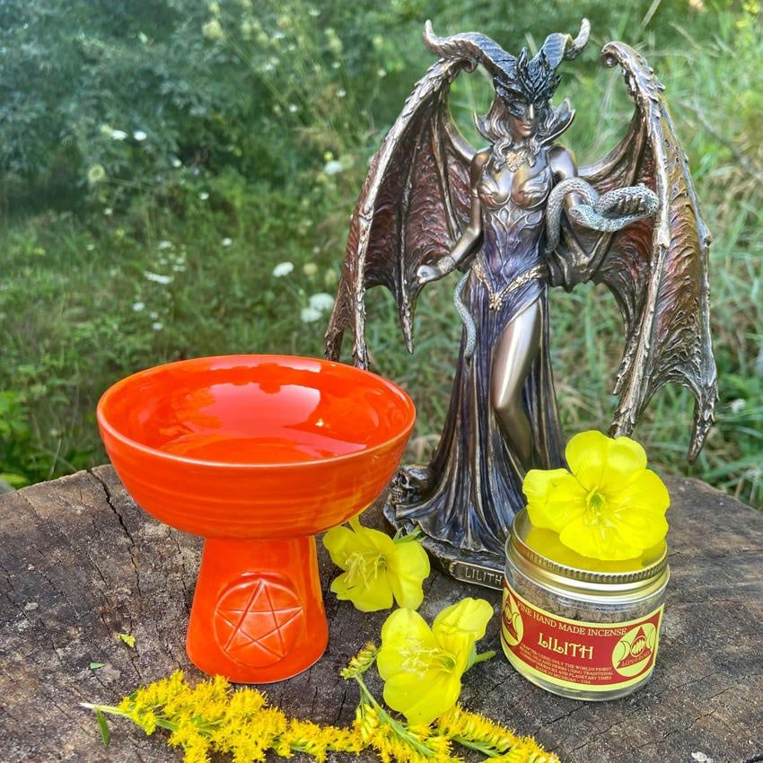 Luna Ignis Ceramic Incense Burner Orange Pentacle