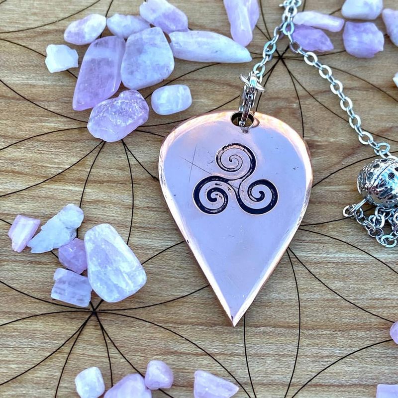 Luna Ignis Artisan Copper Pendulum Hand Crafted with Triskelion