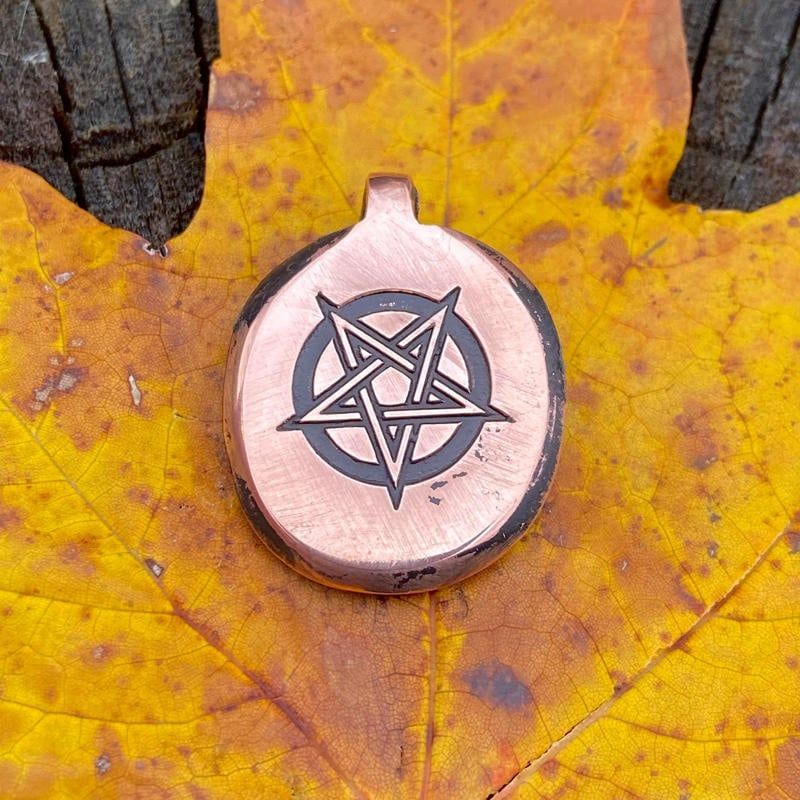 Luna Ignis Hand Crafted Copper Averse Pentagram Amulet pendant