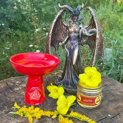 Luna Ignis Ceramic Incense Burner Red Pentacle