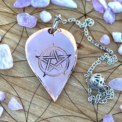 Luna Ignis Artisan Copper Pendulum Hand Crafted with Pentacle