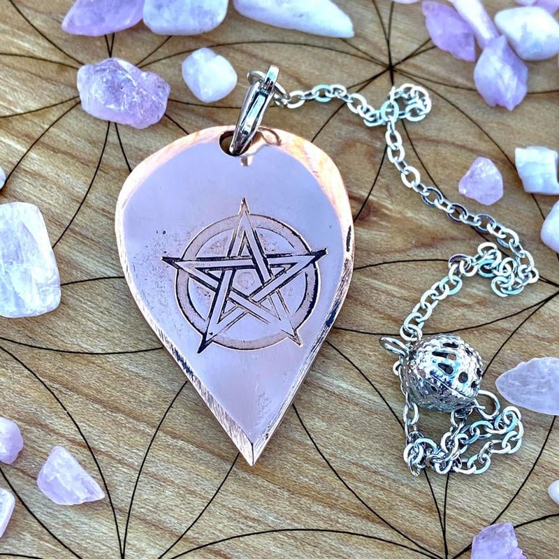 Luna Ignis Artisan Copper Pendulum Hand Crafted with Pentacle