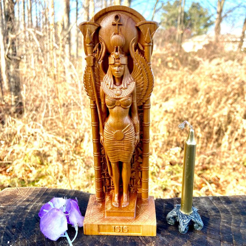 Wooden Isis Statue Hand Carved