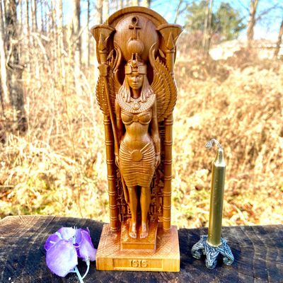 Wooden Isis Statue Hand Carved