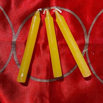 Three Yellow Chime Spell Candles At 35c Each