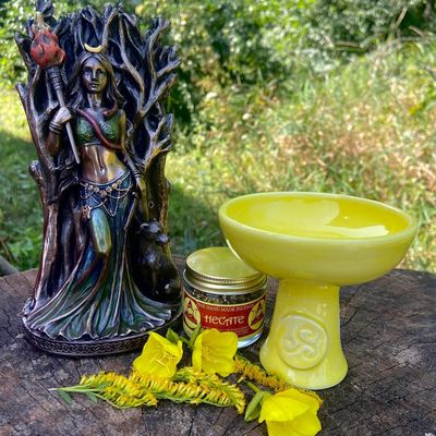 Luna Ignis Ceramic Incense Burner Yellow Triskelion