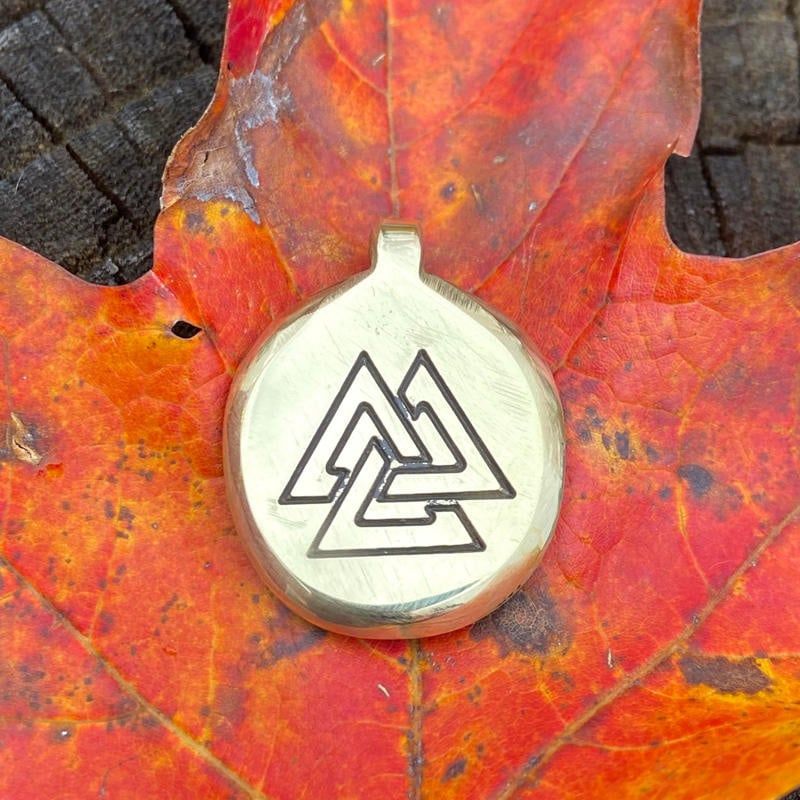 Luna Ignis Hand Crafted Brass Valknut Amulet pendant