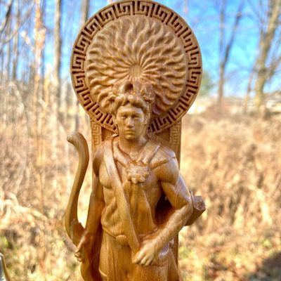 Wooden Apollo Statue Hand Carved