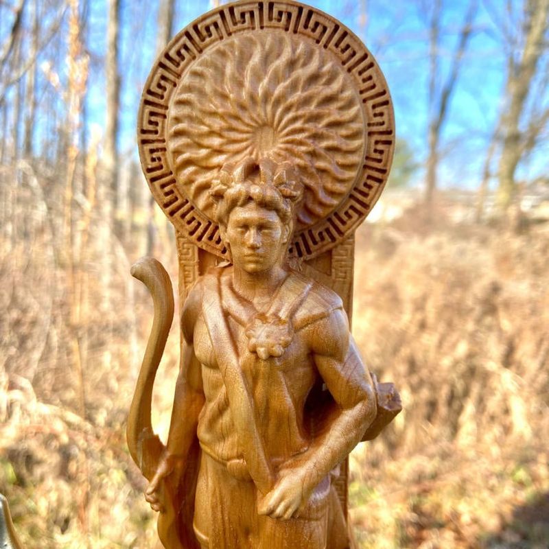 Wooden Apollo Statue Hand Carved
